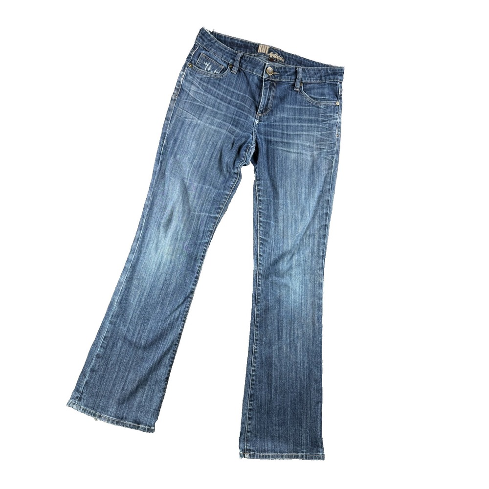 Kut from the Kloth Jeans Women 8 Kelsey Mid Rise Ankle Flare Distressed Patch - Picture 4 of 12